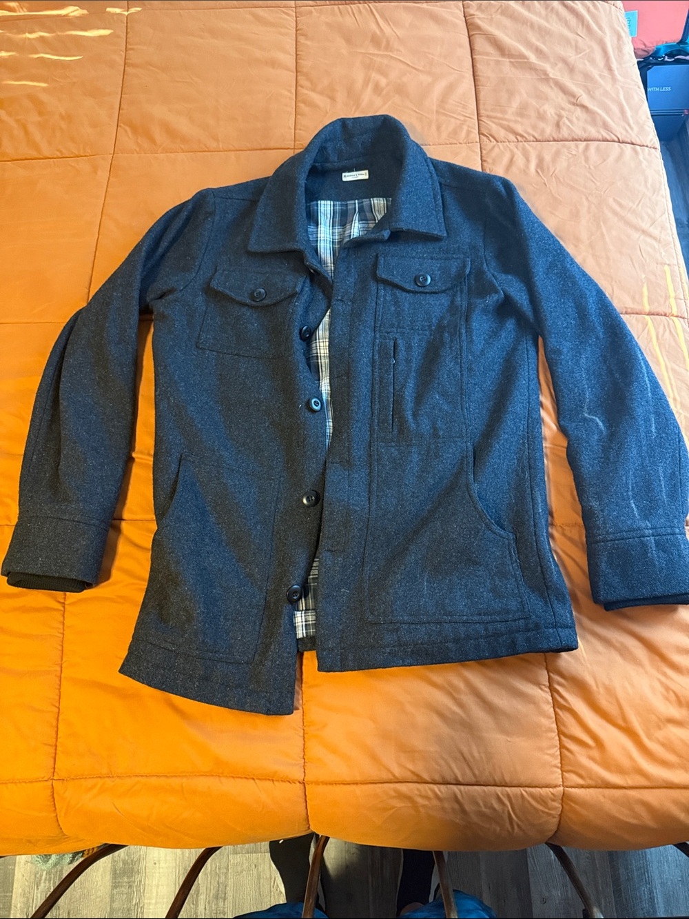 Men's Gray Wool Peacoat Jacket